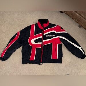 Vintage Yamaha Men's Red and Black Jacket